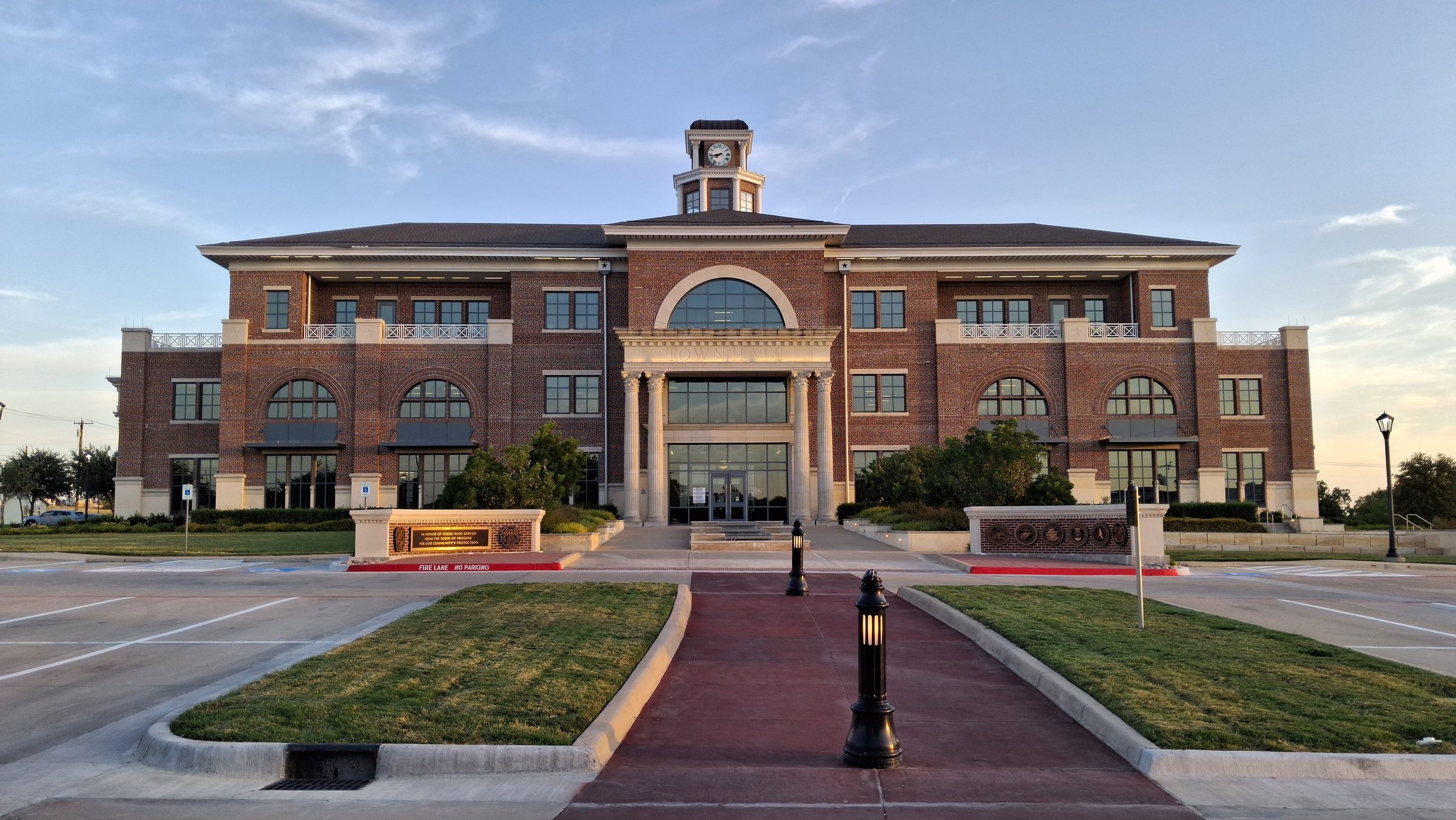 Prosper Town Hall in early evening light